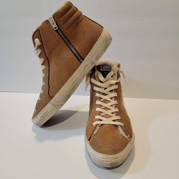 Golden Goose limited edition slide size 40 tan silver white fur lined sherpa - Picture 6 of 10